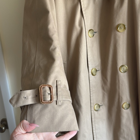 Vintage Burberry Tan Nova Check Plaid Lined Double Breasted Tie Trench Coat - Picture 7 of 16